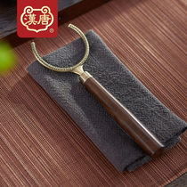 Han and Tang Kung Fu Tea Road zero with handmade solid wood size cup fork Zinc alloy tea fork Tea holder Cup holder Tea set