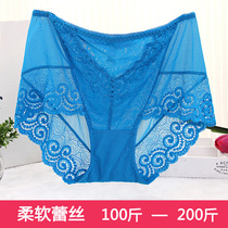 Ladys big code high waist No marks sexy lace transparent mesh yarn Triangle pants Gats up and down 200 catties