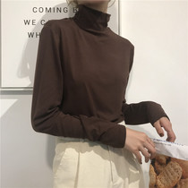 Black turtleneck sweater base shirt slim female 2020 new slim pile collar knitted top long sleeve