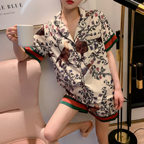 VIRRI CIAGA silk pajamas WOMENs summer THIN SHORT-SLEEVED SUIT NET red two-piece set ice silk home clothes