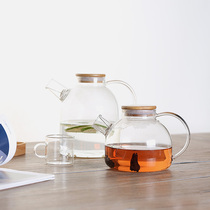 Minimalist hand blown heat resistant glass teapot with lid filter Flower teapot cool kettle juice jug