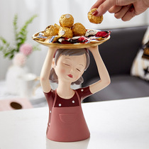 Nordic cute girl creative porch key storage ornaments living room home tea table desktop decorations