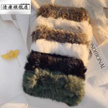 Autumn winter new net red 100 lap head hoop rabbit hair hair with fur hair stirrup for women wide side plush fur fur turban sleeve