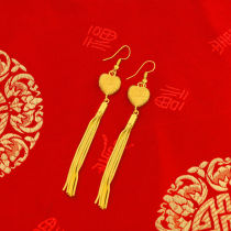 Gold earrings 999 foot Gold love tassel earrings women 24k gold China Knot Tassel earrings pure gold