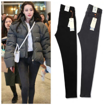 Korean star model smoky gray spring and summer skinny jeans womens nine-point small feet tight high waist thin leggings
