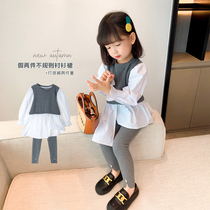 Female treasure Net red autumn dress foreign style 2021 New Korean children Spring and Autumn children autumn two-piece girl suit