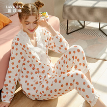 Moon clothes Summer thin cotton postpartum maternity pajamas Female lactation spring and autumn maternal feeding July sweat absorption 9