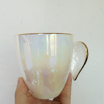 Hand tip angel Gold light luxury wings Pearl glaze gradient rainbow coffee cup Milk tea cup Exquisite cup