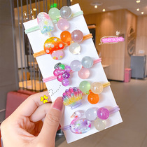 Super cute cute headwear candy color childrens hair rope cartoon tie hair ball Crystal Hairband hair accessories