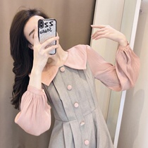 Spring clothing 2020 The new French style retro one-piece dress supersenswomens sensational goddess with a slim temperament long skirt