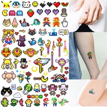 Cartoon pixel tattoo sticker female waterproof soft sister moon beautiful girl transformation Moon Hare Moon hares Sailor Moon Luna cat