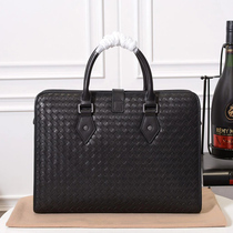 Black Mens Bag Extravagant Cow Leather Handwoven Handbag Fashion Tide Genuine Leather Large Capacity Casual Business Briefcase