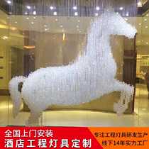 Hotel Hall Art light luxury atmospheric crystal lamp creative personality horse chandelier modern fashion alien engineering lamp