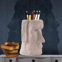 Moai Easter Island Moai stone portrait pen holder creative Easter pen holder personality stationery gift for boyfriend gift