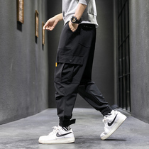 Tide brand pocket overalls mens harbor style trend loose size plus fat Harlan foot sports trousers casual pants