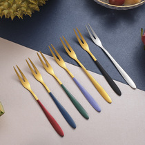 Korean 304 stainless steel creative fruit fork cake fork moon cake dessert fork home set luxury small fork sign