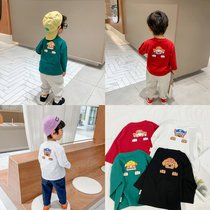 2021 childrens clothing autumn new childrens T-shirt boys Spring and Autumn long sleeve T-shirt men and women Baby cartoon base Cedar tide