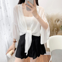 New Korean version of womens lace shawl small summer coat chiffon top sunscreen dress womens cardigan air-conditioning shirt