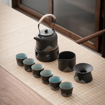 Kung fu tea set cupboard teapot warm teapot candleware candleware household Japanese living room complete ceramic customization