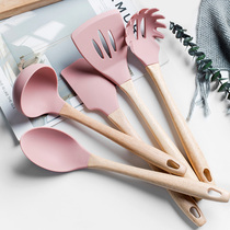 Non-stick pan special silicone shovel High temperature resistant household kitchen cooking spatula soup spoon frying spoon frying spatula kitchenware set