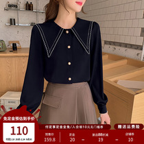 (2 24 new items pre-sold) paid deposit free of charge) Blue language big code womens dress doll collar shirt