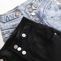 High waist jeans woman 2021 autumn winter new black thickened garnter tight pencil pants small sub 90% trouser damp