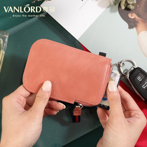 Leather car key bag female mini simple first layer cowhide pocket personalized handmade ultra-thin multifunctional card bag