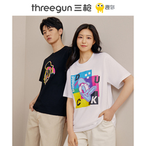 Donald Duck Joint Name] Three-Shot short-sleeved men and women cotton round neck printed couple ins tide wearing cotton T-shirt single piece