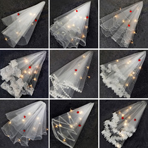 Champagne head yarn headdress Super fairy son Net red photo props retro wedding gauze Net red female Bride wedding short