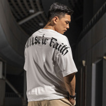 Muscle Beliefs Fitness Short Sleeve Mens Roll Iron Training 100 Hitch Basketball Clothes Loose American Sports Half Sleeve T-Shirt