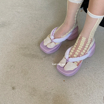 LET ME SEE summer new simple cotton toe socks thin solid color polka dot stripes transparent mid socks