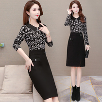 High-end large-size women's clothing your wife middle-aged mother elegant temperament feminine dress women's spring and autumn bottoming skirt