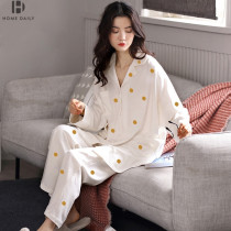 Pajamas womens spring and autumn cotton long-sleeved Korean version sweet can be worn outside casual thin cotton home wear suit sy