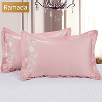 Ramada pillowcase Cotton pillowcase Solid color simple cotton spring and summer four seasons embroidery embroidered pillowcase a pair of packs