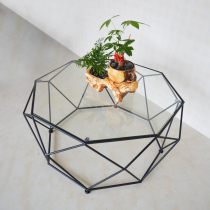  Tiebang simple modern tempered glass coffee table Wrought iron small apartment round table Creative personality art fashion living room