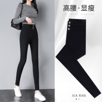 Black leggings women wear spring and autumn 2021 new small feet high waist thin Joker nine thin black pants summer