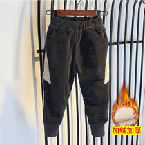 Boys plus velvet pants winter wear 2021 new winter thickened corduroy casual baby winter wear trousers