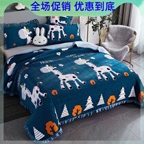 Thickened milk velvet quilted bed sheet coral velvet single piece flannel pad four seasons warm bed cover non-slip double-sided pure cotton