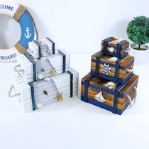 Mediterranean wooded box Desktop Decorative Pendulum Piece Headboard Containing box Paper Cosmetic Containing Cabinet Small Drawer