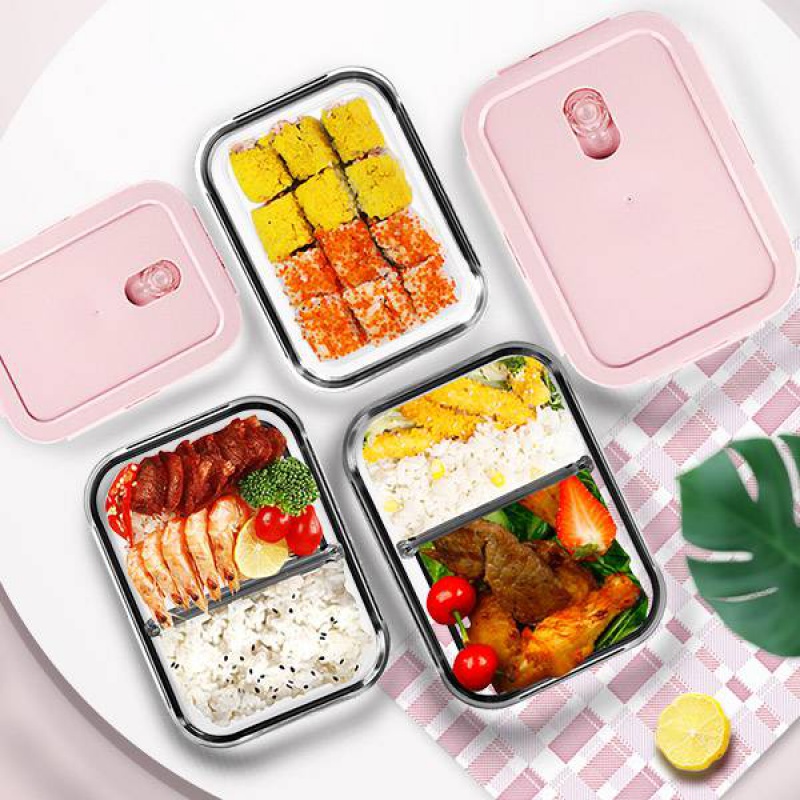 Twitter kitchen utensils Qi Miao Housewives office workers microwave heating glass lunch box set of three