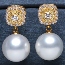 Xinlu 18K gold South Yang Pearl White Sea Water earbutton decorated with strong light