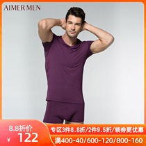 Aimu men aimer men Aimu New 50s Modal short sleeve V-neck top 12S11