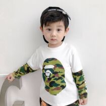 BAPE Chauded autumn male and female child baby ape head parquet camouflage sleeve round neck long sleeve undershirt with long sleeve headblouse