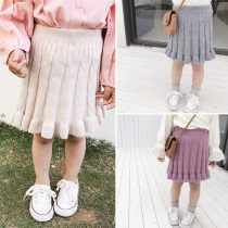 2022 female childrens clothing new Lotus heapo wool knitted childrens skirt womens baby skirt