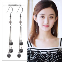Tassel long earrings 2021 New Tide personality Net red 925 sterling silver temperament Korean earrings women
