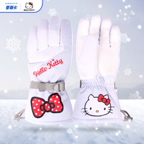  Hello Kitty ski gloves female winter windproof waterproof anti-winter days warm and thick comfortable motorcycle riding equipment