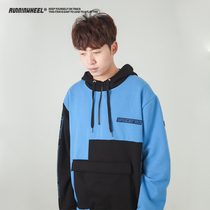 Saucerboi China boy joint stitching sweater mens trendy hip-hop loose sweater oversize sweater hooded