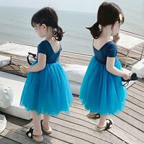Children's clothing girls dress summer 2021 new little girl princess dress baby girl style short sleeve backless gauze dress