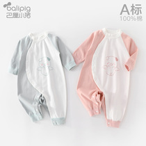 Newborn baby conjoined clothes autumn men boneless pajamas cotton one year old female baby ha clothes climbing clothes spring and autumn