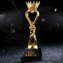 Personality love crown crystal trophy custom custom creative resin trophy Order souvenir free lettering